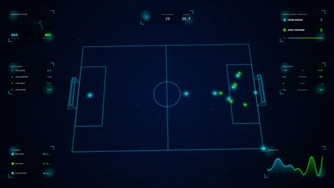 4K Soccer Analytics HUD Set-Piece Corner Kick Ballistic Trajectory Loop Stock Footage 335273630