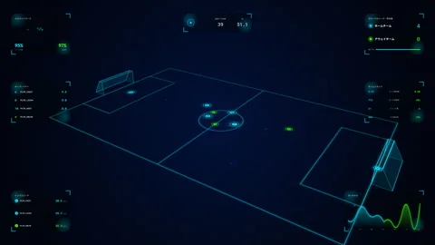 4K Soccer Analytics HUD Tiki-Taka Rapid Short Passing Network Cluster Loop Video stock 335268227