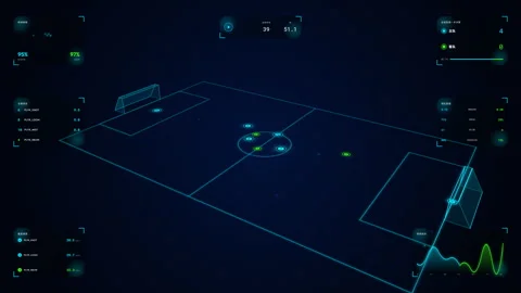 4K Soccer Analytics HUD Tiki-Taka Rapid Short Passing Network Cluster Loop Stock Footage 335271045
