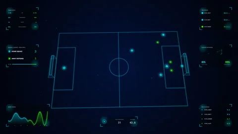4K Soccer Analytics HUD Wing Play Cross and Header Ballistic Arc Overlay Loop Stock Footage 335274244