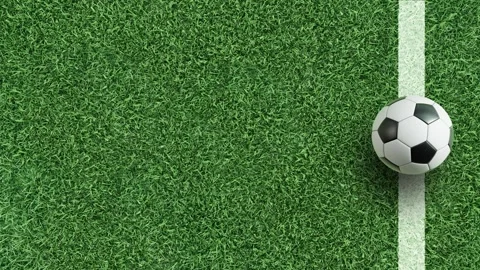 4K soccer field line background with ball, alpha channel, copy space Stock Footage 328708215