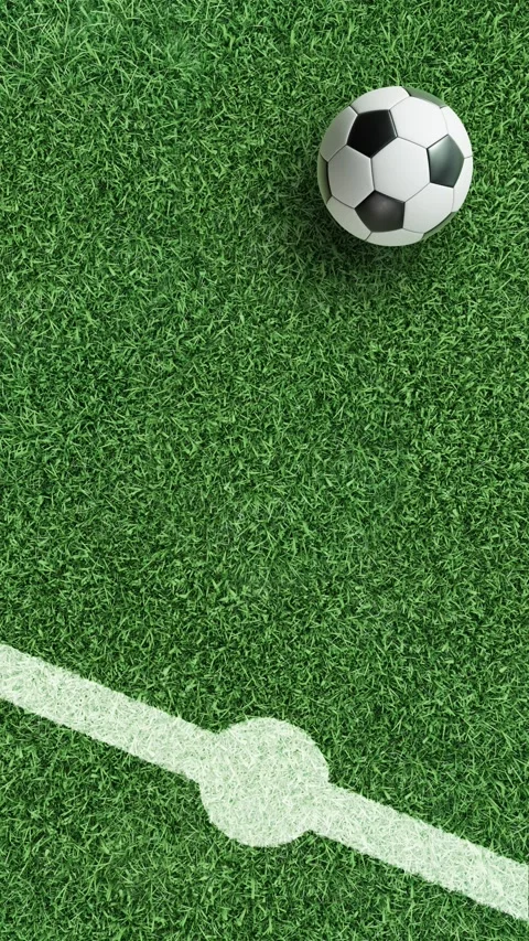 4K soccer field top view background with ball on center line, alpha overlay Stock Footage 328706504