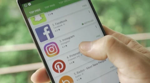 4K Social Network Community Apps Browsing on Smartphone Stock Footage 65314423