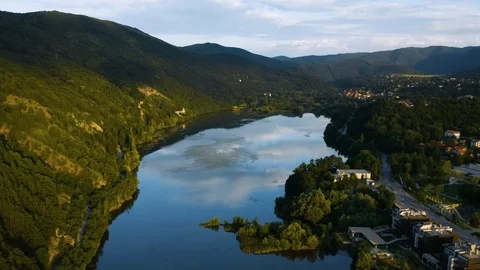 4K Sofia Bulgaria Lake Iskar Reservoir River Water Hydroelectric Energy Drone Video stock 122460280