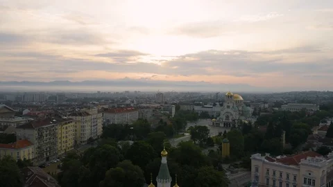 4K Sofia Bulgaria At Sunrise Drone Aerial Stock Footage 122463427
