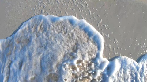 4K Soft Sea Waves on Sandy Beach, Top View, Slow Motion Stock Footage