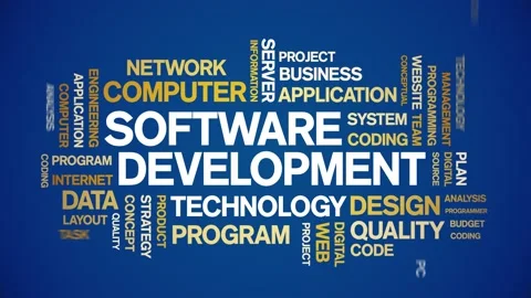 4k Software Development Animated Tag Word Cloud,Text Animation seamless loop. Stock Footage 151817518