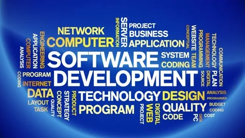 4k Software Development Animated Tag Word Cloud,Text Animation seamless loop. Stock Footage 151817855