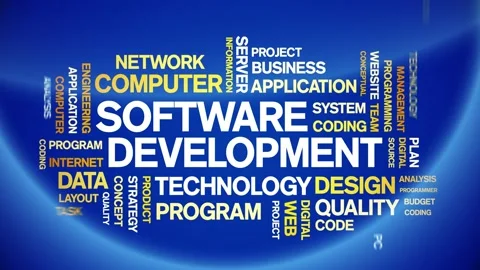 4k Software Development Animated Tag Word Cloud,Text Animation seamless loop. Stock Footage 151817978