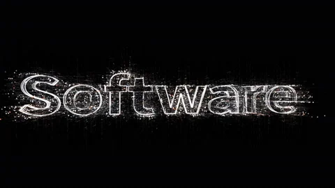 4k Software word tag,Matrix binary computer code shaped text design animation. Stock Footage 111657859