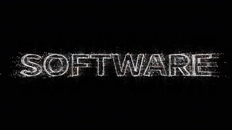 4k Software word tag,Matrix binary computer code shaped text design animation. Video stock 111658530