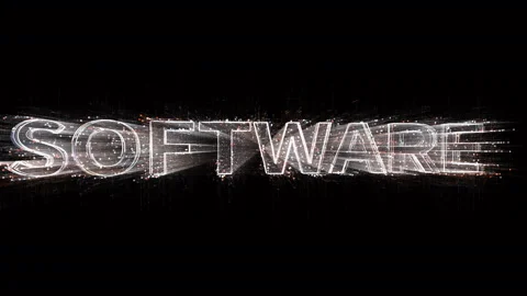 4k Software word tag,Matrix binary computer code shaped text design animation. Video stock 111658730