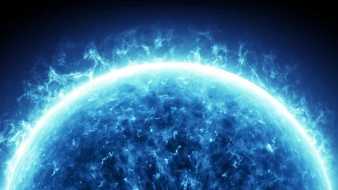 4K Solar Atmosphere. Neutron star. Bright blue glowing light surface Stock Footage