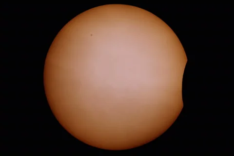 4K. Solar eclipse for a background 20.03.15, St. Petersburg, Russia. Ultra HD.  Stock Footage 48922979