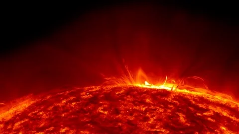 4K--Solar Magnetic Storms rage over the sun's surface. Stock Footage 71224610