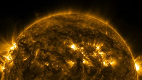 4K--Solar Magnetic Storms rage over the sun's surface. Stock Footage 71225029