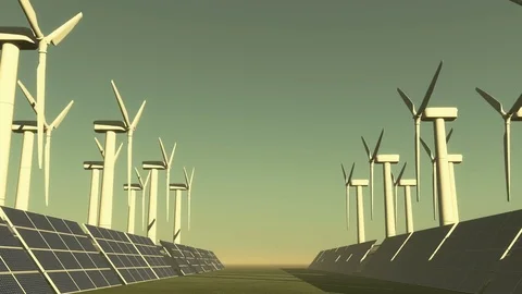 4k Solar panels &amp; Wind power,green free clear energy. Stock Footage 73754847