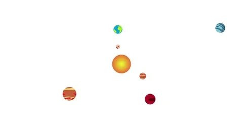 4K Solar System Animation - White Background Stock Footage 112044121