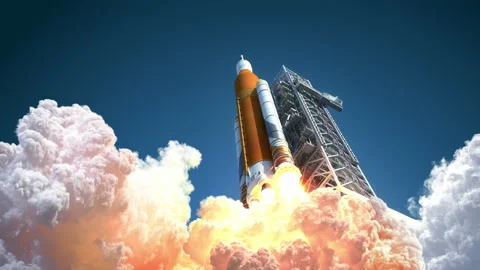 4K. Space Launch System Takes Off.  3840x2160. Видео 98102989