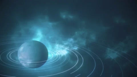4K Space, planet and rotating rings video with cloud Stock Footage 161225148