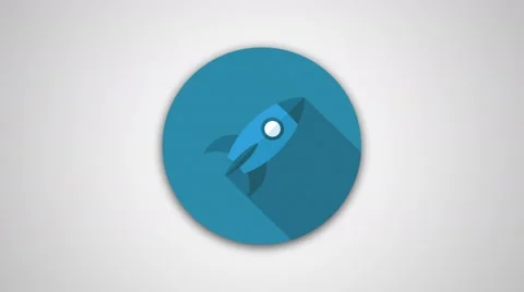 4K - Space rocket icon symbol round logo Stock Footage 61434983