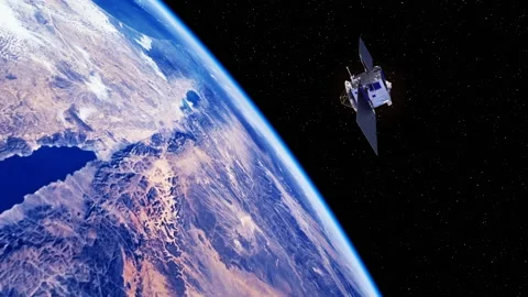 4K. Space Satellite Exploring The Surface Of The Earth. Stock Footage 100070588