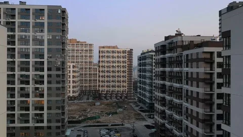 4k, Span along new and under construction houses, Warshawski district. Kiev Stock Footage 125250300
