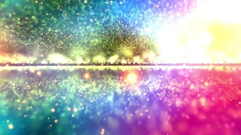 4k Sparkling Nebula Galaxy Particles Pink Greenish Horizon Motion Background Video stock 302404334