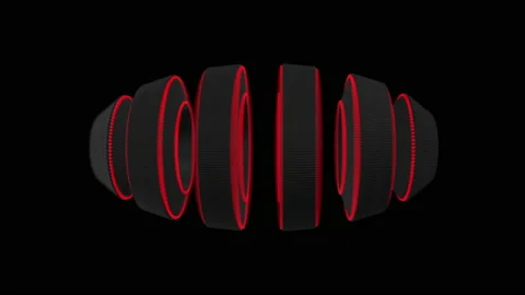 4K SPHERE TRANSITION WITH BLACK AND ORANGE COLOR Stock Footage 154148730