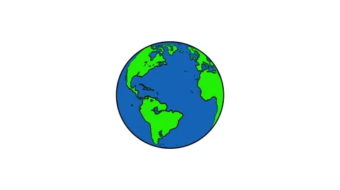 4k Spinning Earth on White Background Animation Seamless Loop. Cartoon Style Stock-Footage 54957715