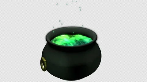 4K spooky halloween bubbling cauldron with alpha channel. Halloween celebrati Stock Footage 158247345