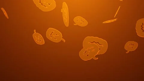 4K Spooky Halloween Pumpkins Falling Down Pumpkin Rain Holiday Background Stock Footage 161275519