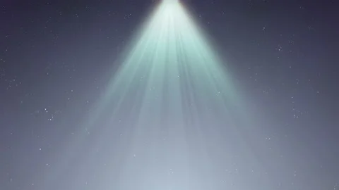 4K Spotlight with flying particles. Gold color rays. light for product. Xmas Stock Footage 211100055