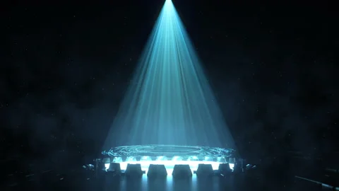 4K Spotlight with flying particles. Gold color rays. light for product. Xmas Stock Footage 211100696