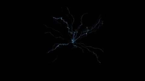 4K Spreading Electrical Burst Lightning Overlay on Black Background Stock Footage 340596093