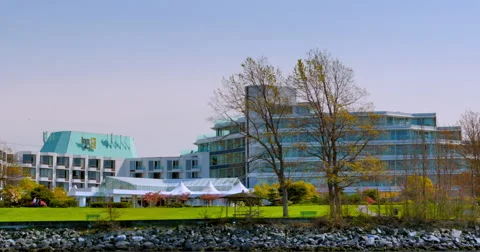 4K Spring Time, View of Inn at Laurel Point, Victoria BC Hotel Stock Footage 61609438