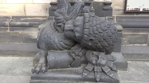 4k St. Peter's Cathedral outside front sculture close up Bremen city Stock Footage