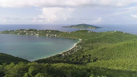 4K St. Thomas - Drakes Seat - US Virgin Islands Dolly In Drone Shot Stock Footage