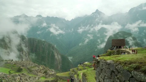 4K Stabilized Gimbal Pan to Machu Picchu Lost City in the Clouds | Peru Stock Footage 83598147