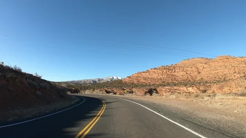 4K stablized timelapse POV driving on isolated rural highway in Utah, USA Stock Footage 114821487