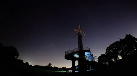 4k Star trail and windmill time-lapse (Southern sky) Video stock 63768394