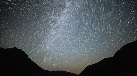 4K Star Trails Night Sky Cosmos Galaxy Time-lapse over plateau on Kackar Stock Footage 69069501
