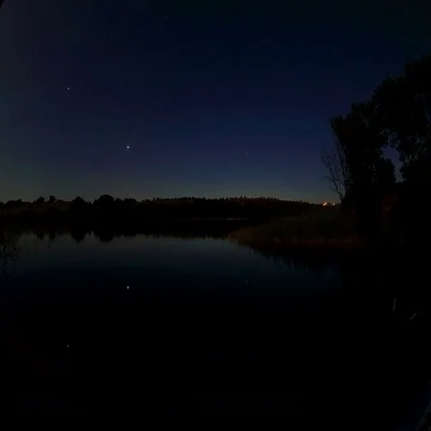 4K. Starry Moonlit night on the river Seversky Donets, Rostov Region, Russia,  Stock Footage 69410394