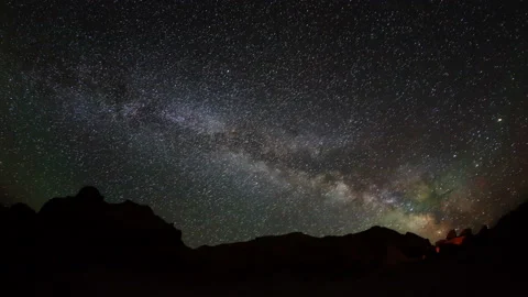 4K. Starry Night over the canyon Bayanzag, Mongolia. Ultra HD, 4096x2304 Stock Footage 106935945