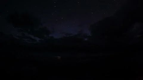 4K. Starry Night over the clouds over the salted lake Durgun Nuur, Mongolia.  Video stock 106967837