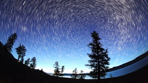 4K. Starry Night over the clouds over the lake Khoton Nuur, Mongolia. Ultra H Stock Footage 107024766