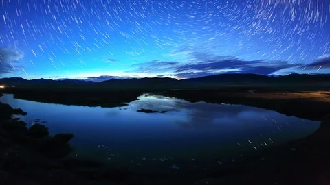 4K. Starry Night over the valley of the Tolbo, Mongolia. Ultra HD, 4096x2304 Stock Footage 73758831
