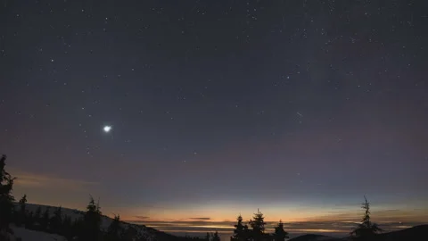 4K Stars and low clouds covering light from the cities Stock Footage 255529973