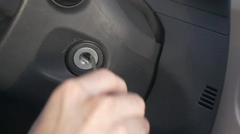 4K Starting Car Key In Ignition Stock Footage 43318923