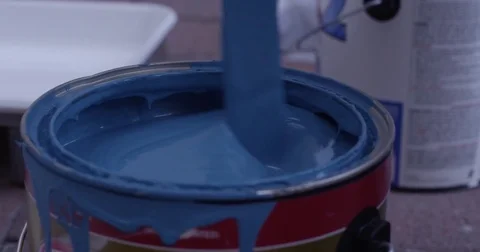 4K Static Close Up of Paint Can Mixing Stock Footage 85291218